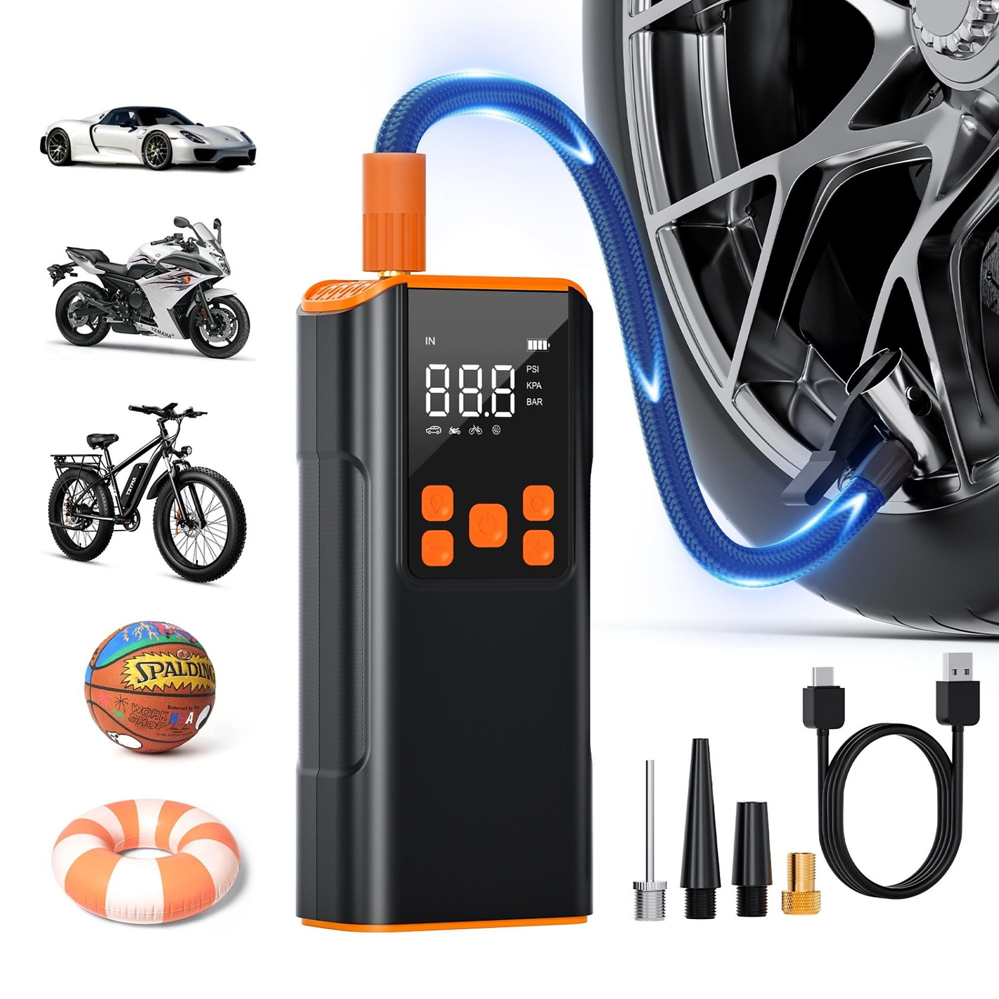 BlackTeck Portable Jump Starter Power Bank — 150 PSI Air Compressor, 5000mAh, Digital Screen, LED Light, Model# N2-282168